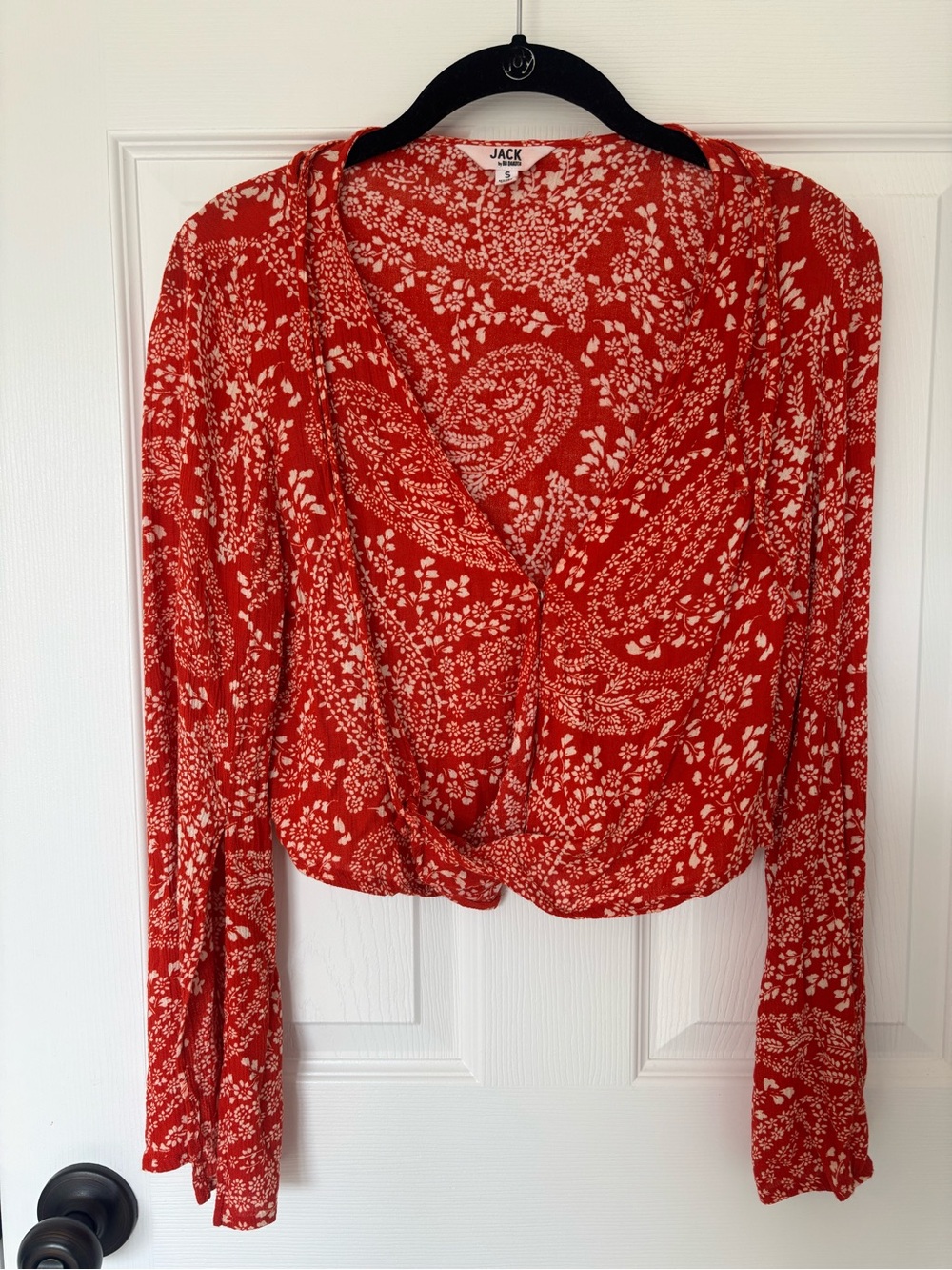 Jack by BB Dakota Red Paisley Floral Wrap Blouse